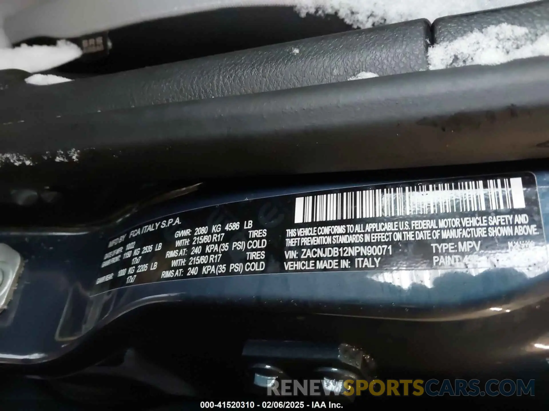 9 Photograph of a damaged car ZACNJDB12NPN90071 JEEP RENEGADE 2022