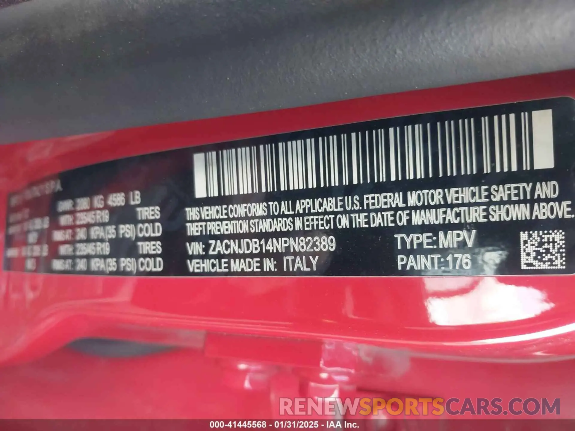 9 Photograph of a damaged car ZACNJDB14NPN82389 JEEP RENEGADE 2022