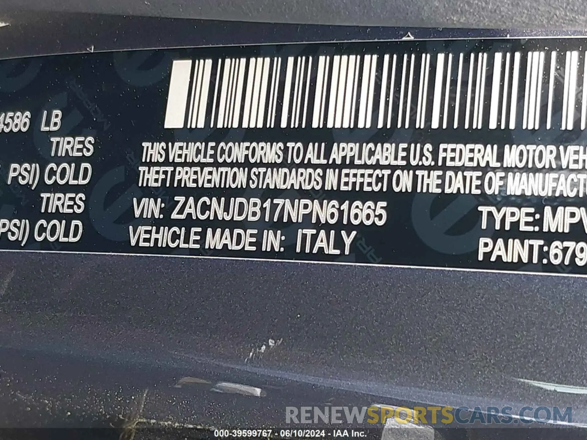 9 Photograph of a damaged car ZACNJDB17NPN61665 JEEP RENEGADE 2022