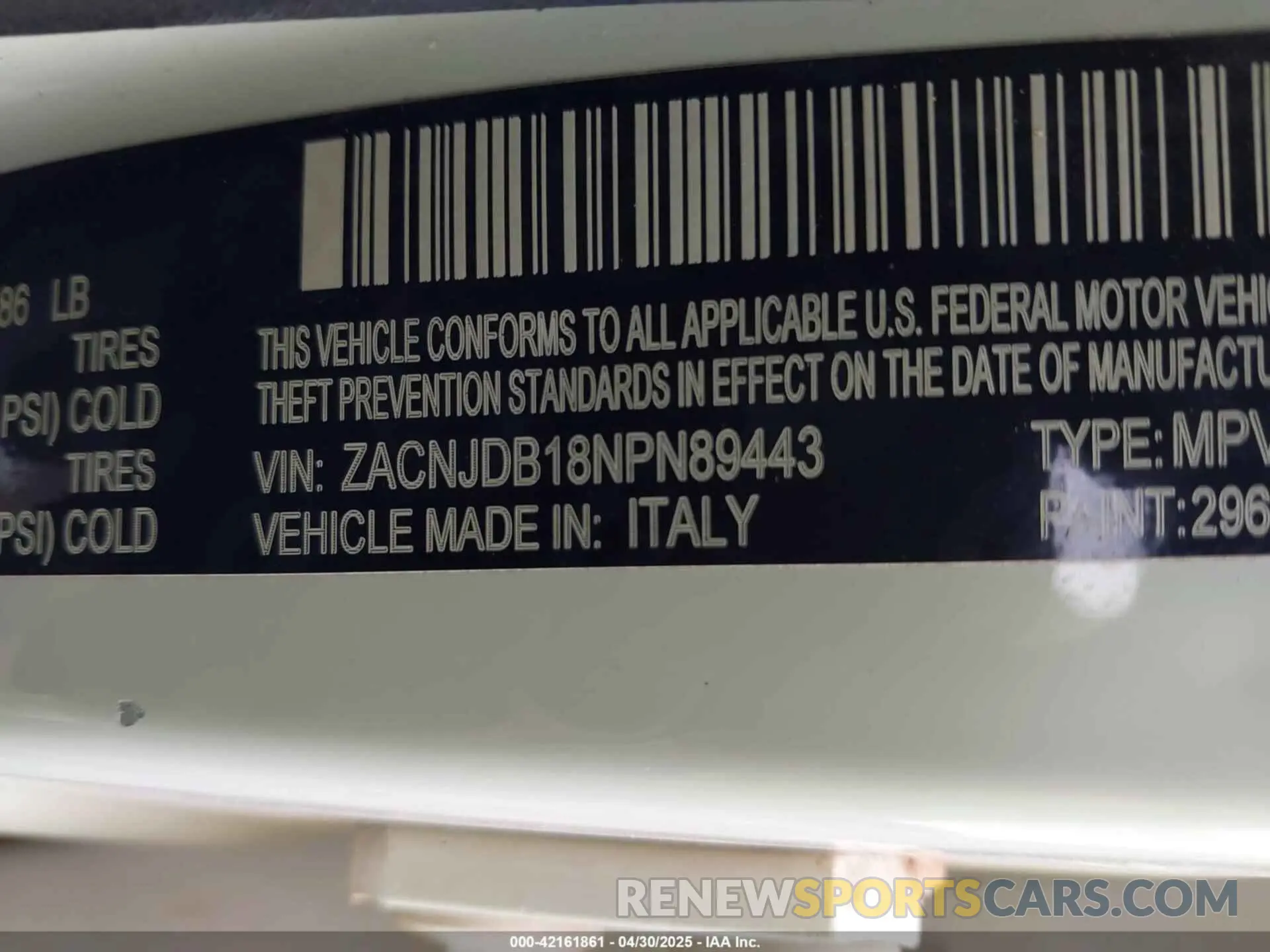 9 Photograph of a damaged car ZACNJDB18NPN89443 JEEP RENEGADE 2022