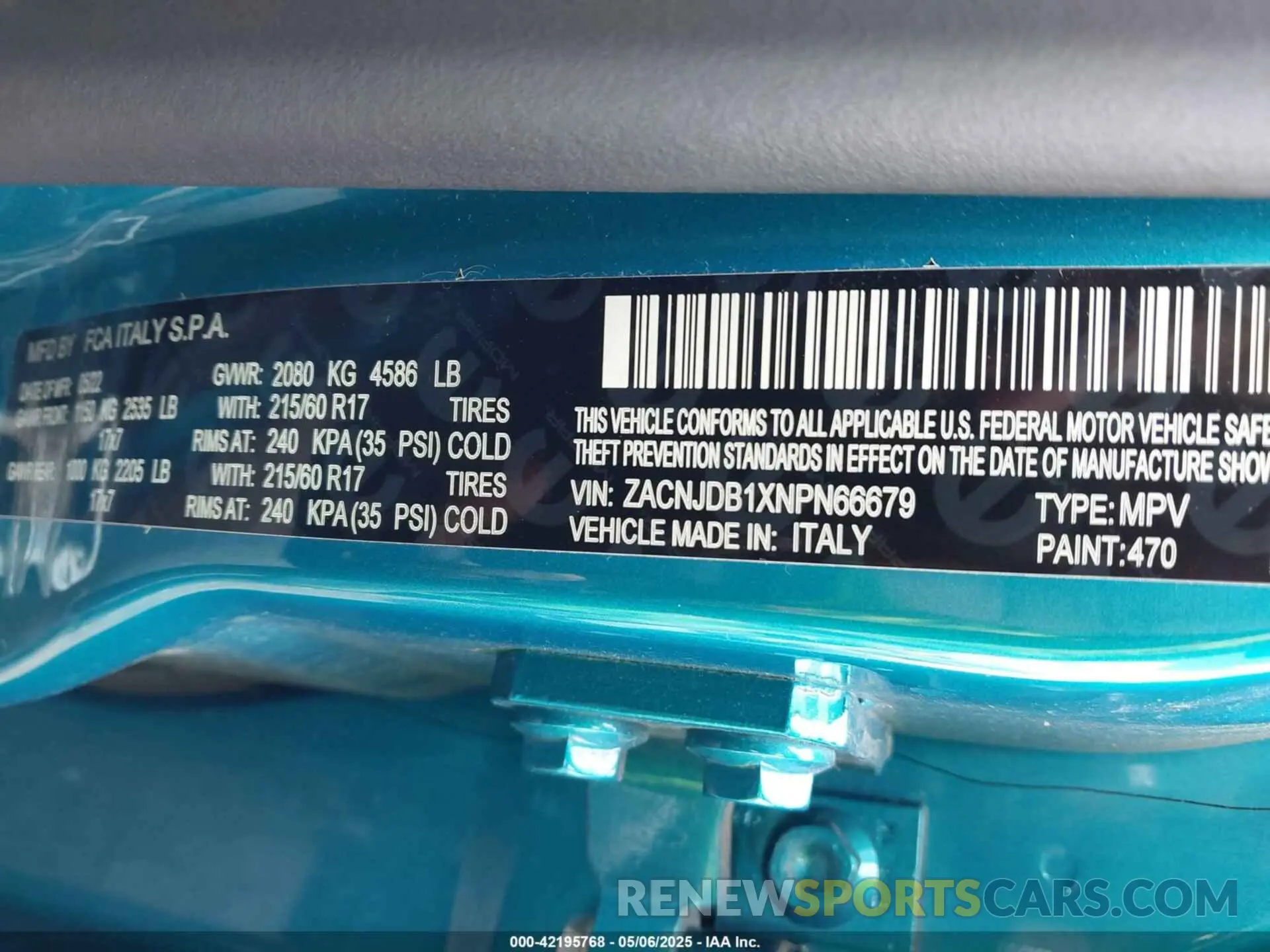 9 Photograph of a damaged car ZACNJDB1XNPN66679 JEEP RENEGADE 2022