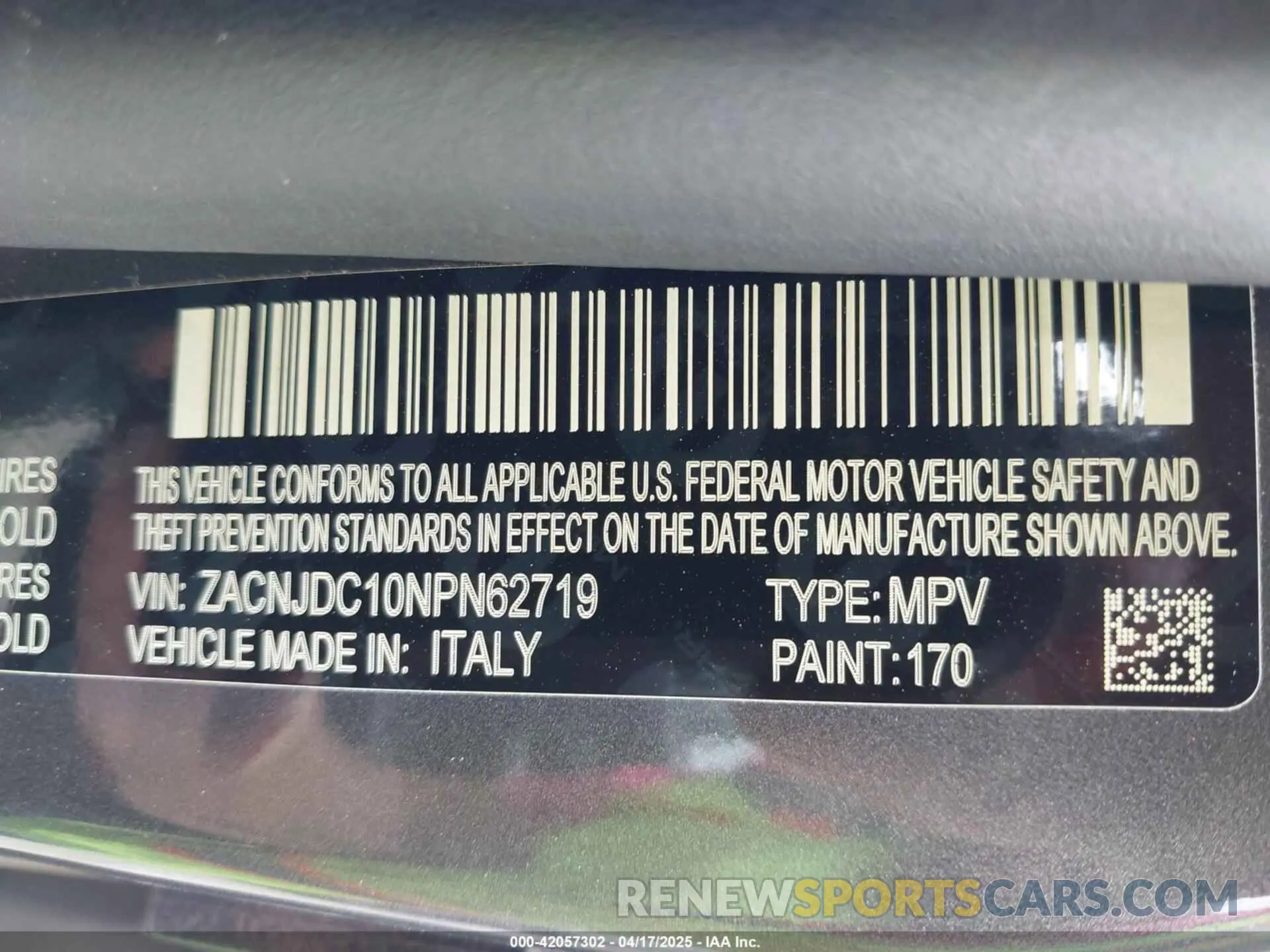 9 Photograph of a damaged car ZACNJDC10NPN62719 JEEP RENEGADE 2022