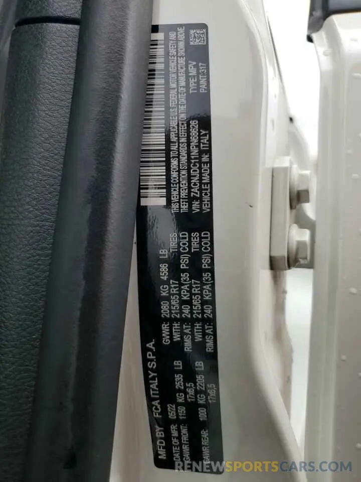 13 Photograph of a damaged car ZACNJDC11NPN68626 JEEP RENEGADE 2022