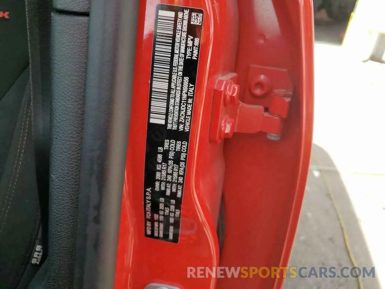 12 Photograph of a damaged car ZACNJDC11NPN99956 JEEP RENEGADE 2022