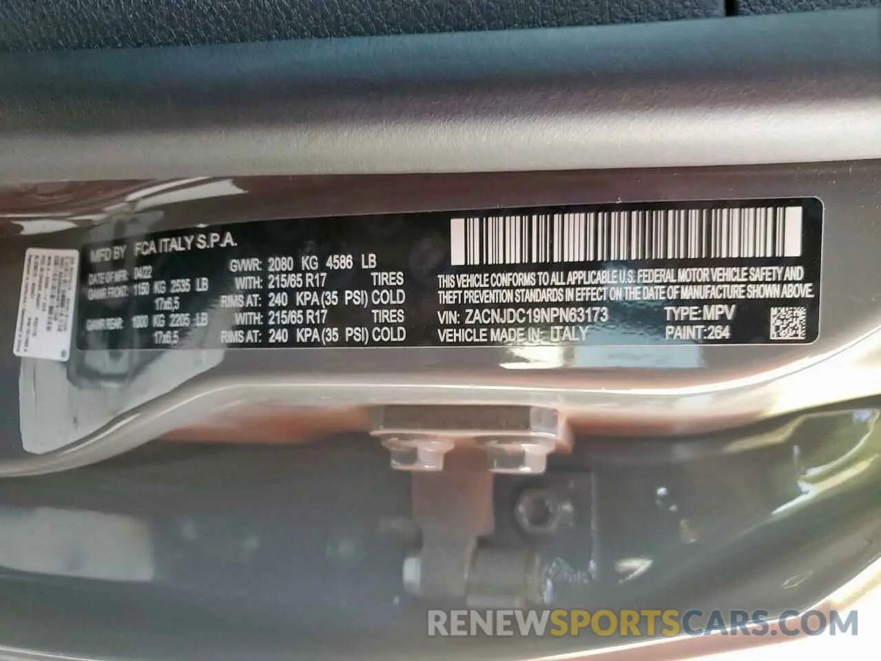 16 Photograph of a damaged car ZACNJDC19NPN63173 JEEP RENEGADE 2022