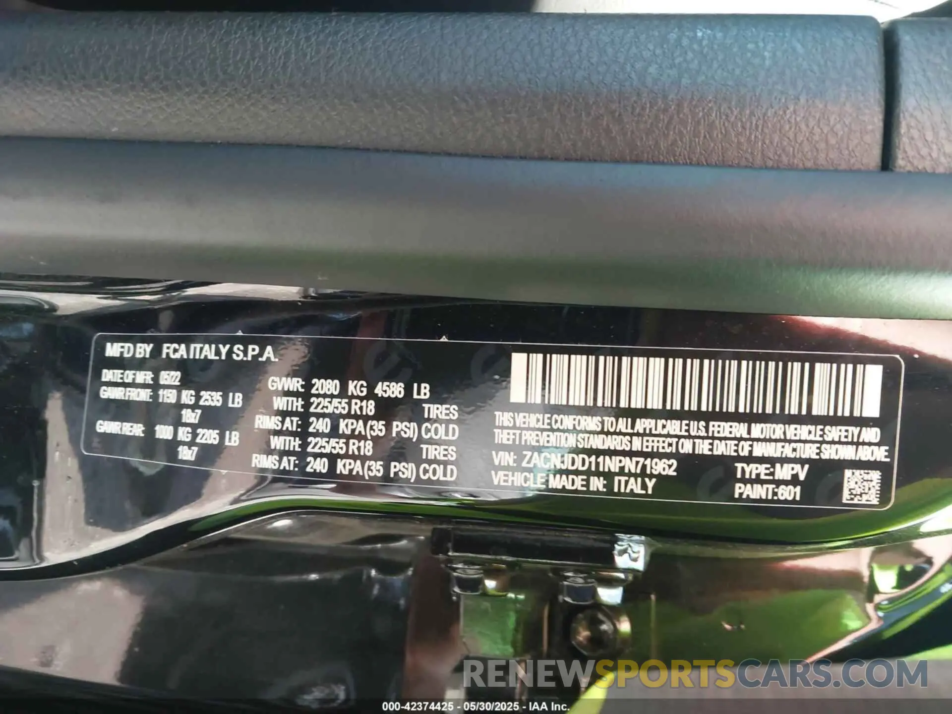 9 Photograph of a damaged car ZACNJDD11NPN71962 JEEP RENEGADE 2022
