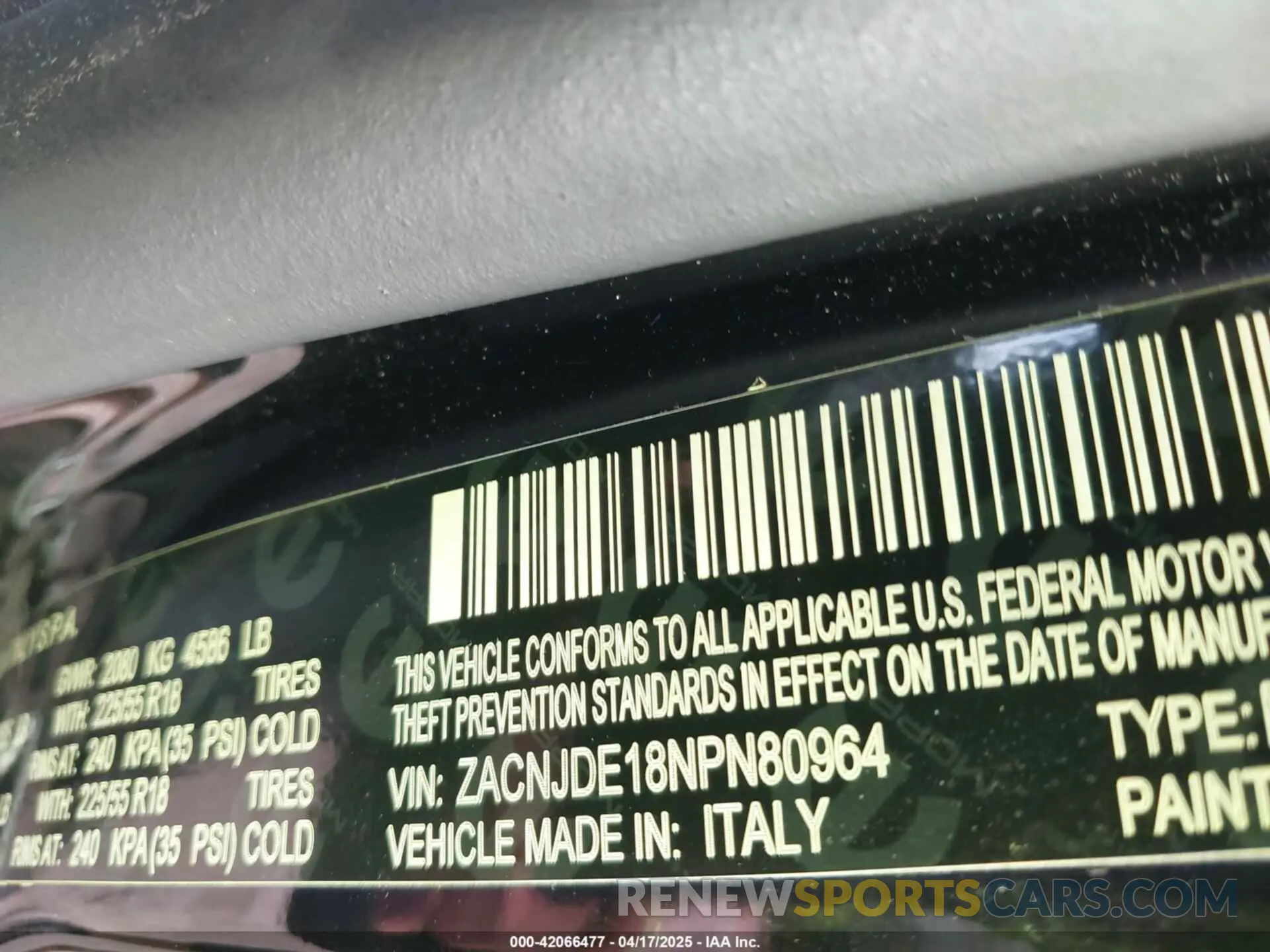 9 Photograph of a damaged car ZACNJDE18NPN80964 JEEP RENEGADE 2022