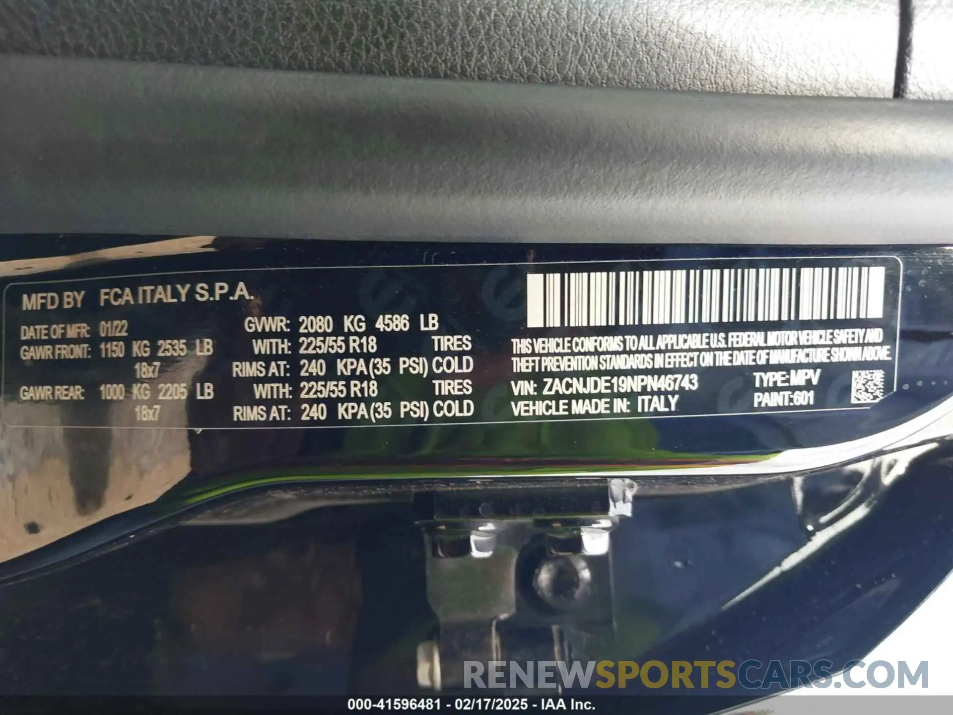 9 Photograph of a damaged car ZACNJDE19NPN46743 JEEP RENEGADE 2022