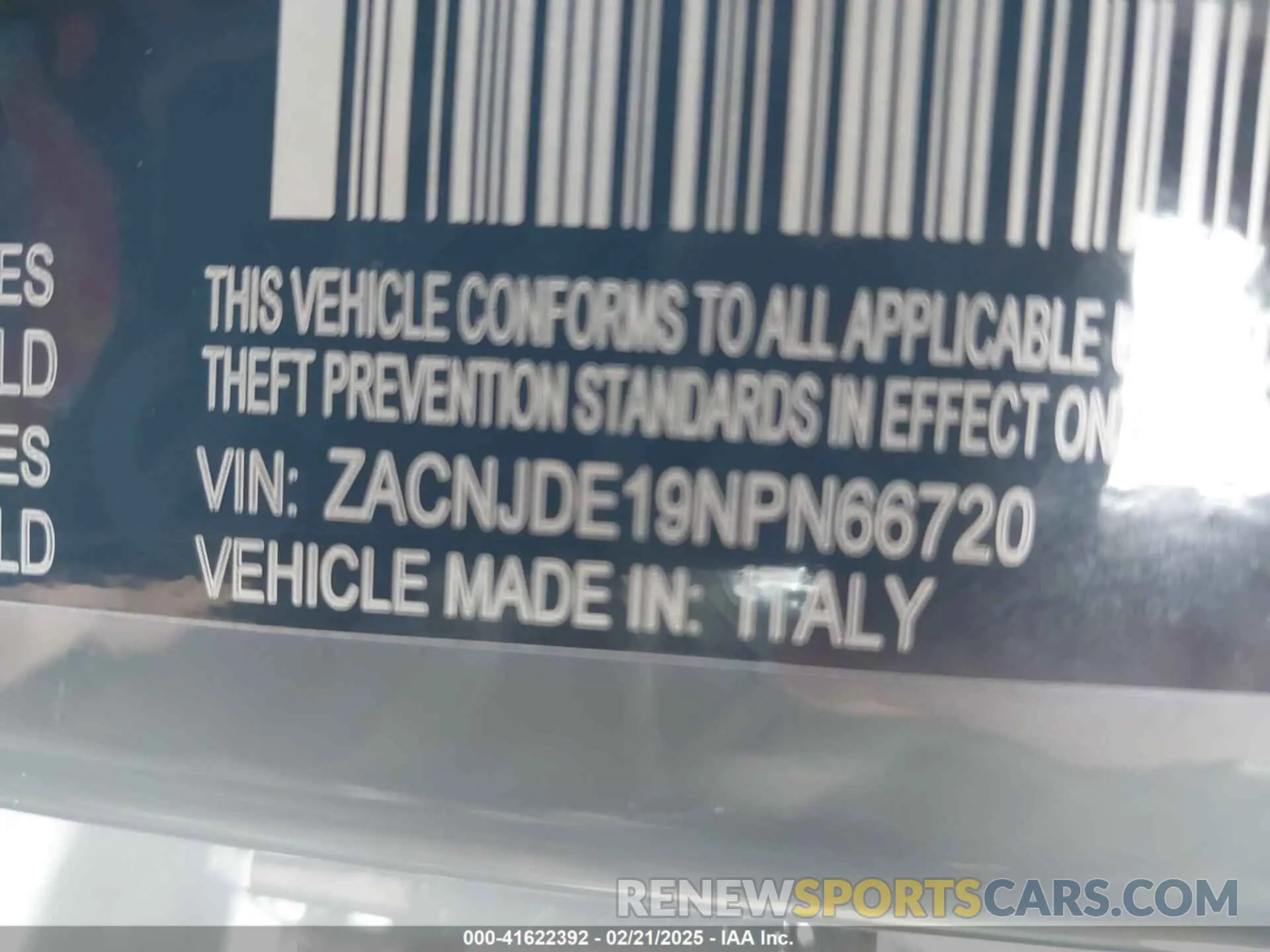 9 Photograph of a damaged car ZACNJDE19NPN66720 JEEP RENEGADE 2022