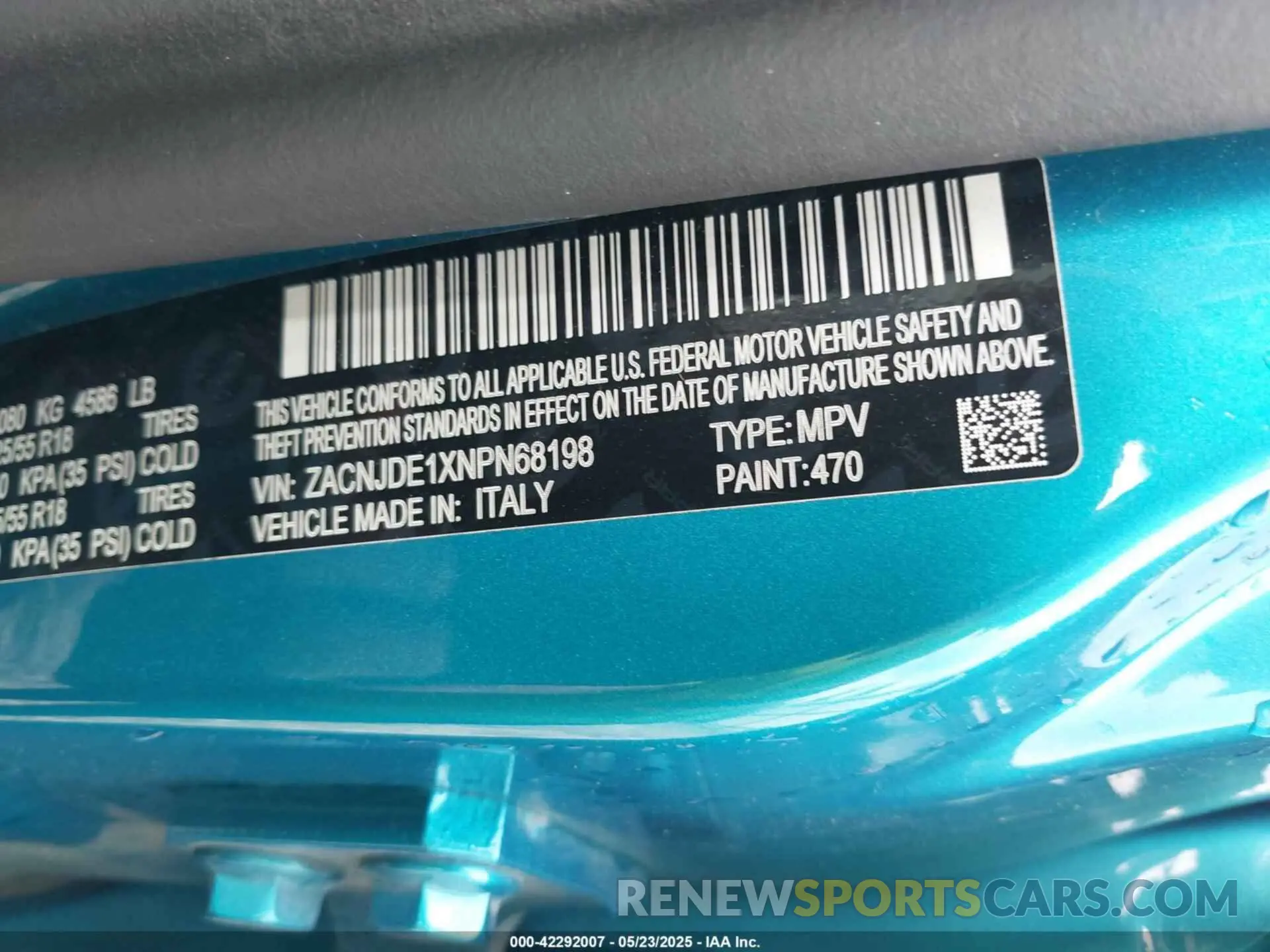 9 Photograph of a damaged car ZACNJDE1XNPN68198 JEEP RENEGADE 2022