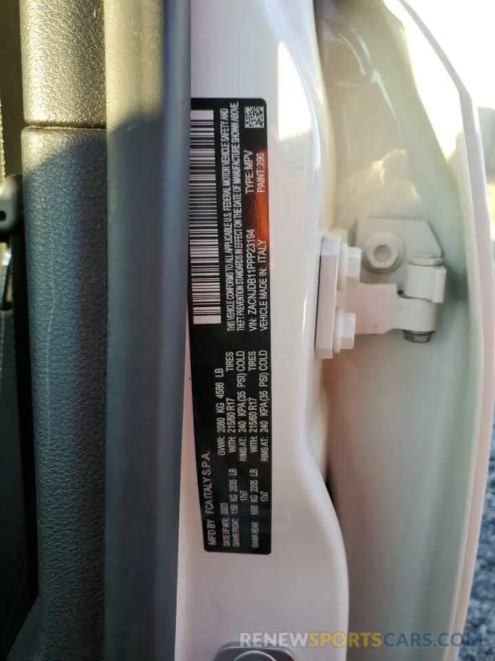 14 Photograph of a damaged car ZACNJDB11PPP23194 JEEP RENEGADE 2023