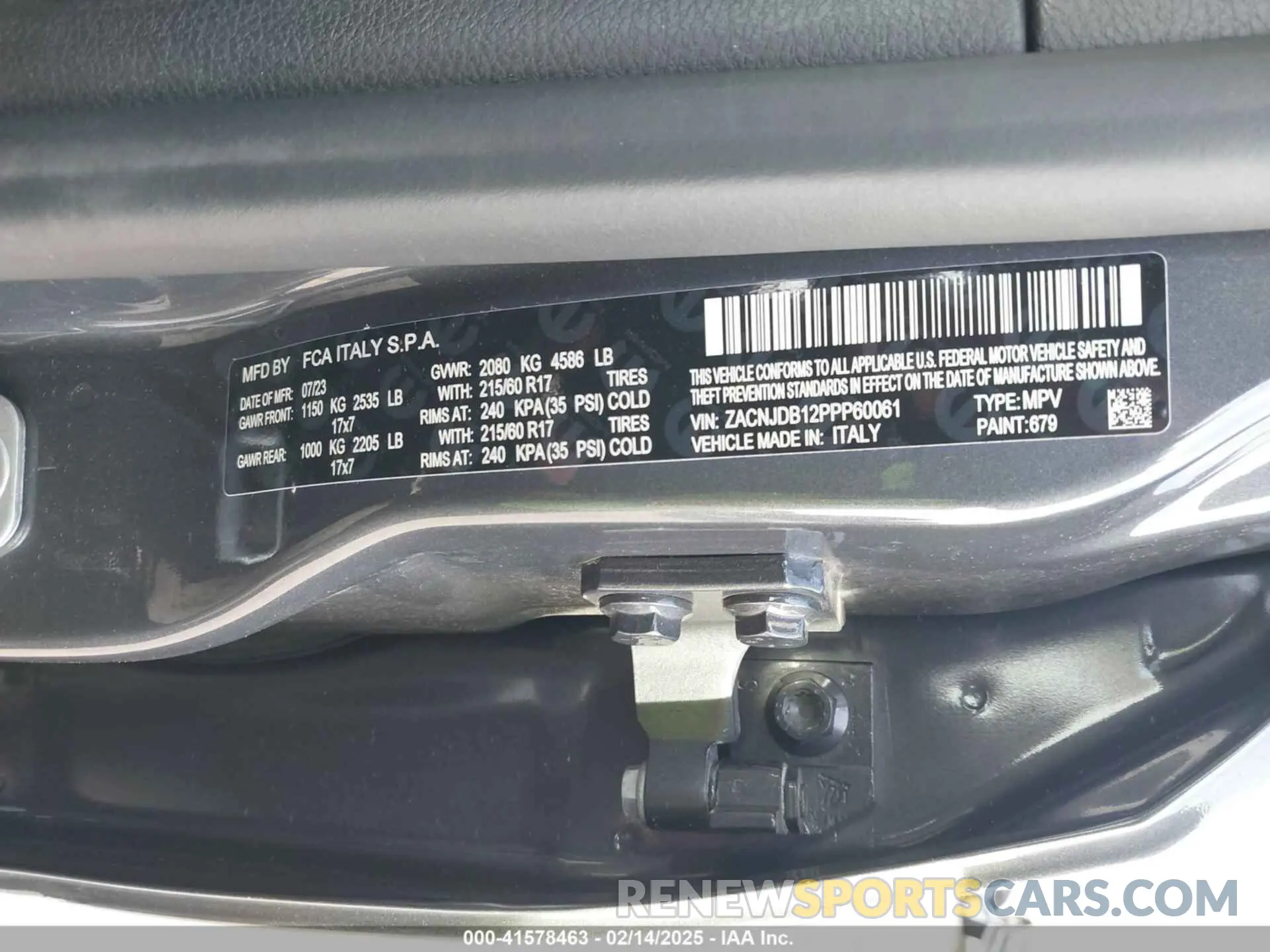 9 Photograph of a damaged car ZACNJDB12PPP60061 JEEP RENEGADE 2023