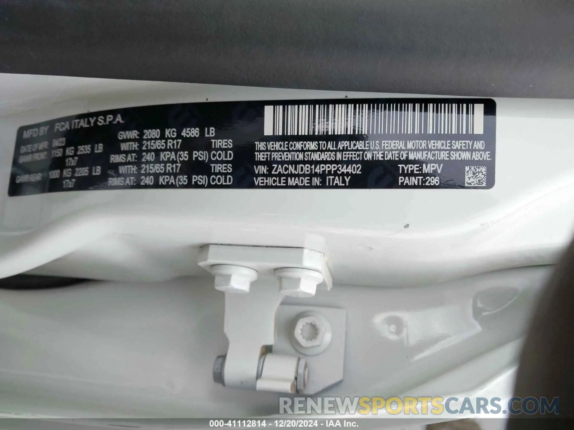 9 Photograph of a damaged car ZACNJDB14PPP34402 JEEP RENEGADE 2023