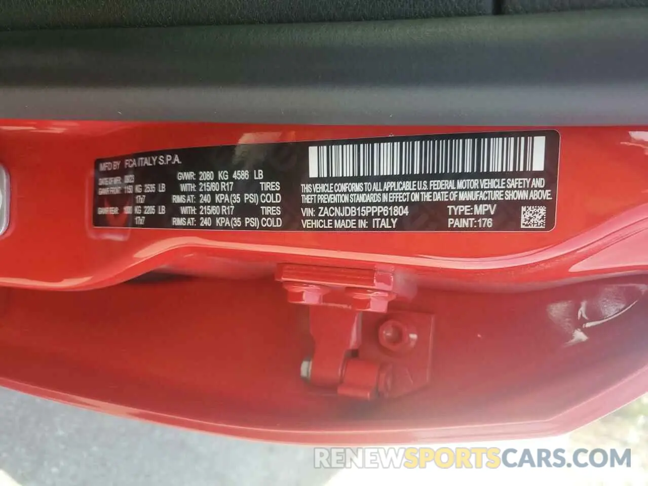 15 Photograph of a damaged car ZACNJDB15PPP61804 JEEP RENEGADE 2023