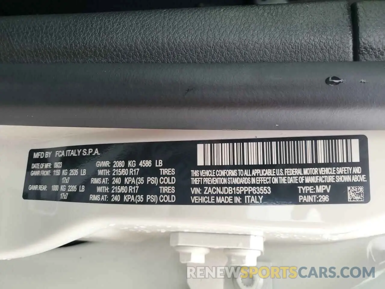 14 Photograph of a damaged car ZACNJDB15PPP63553 JEEP RENEGADE 2023