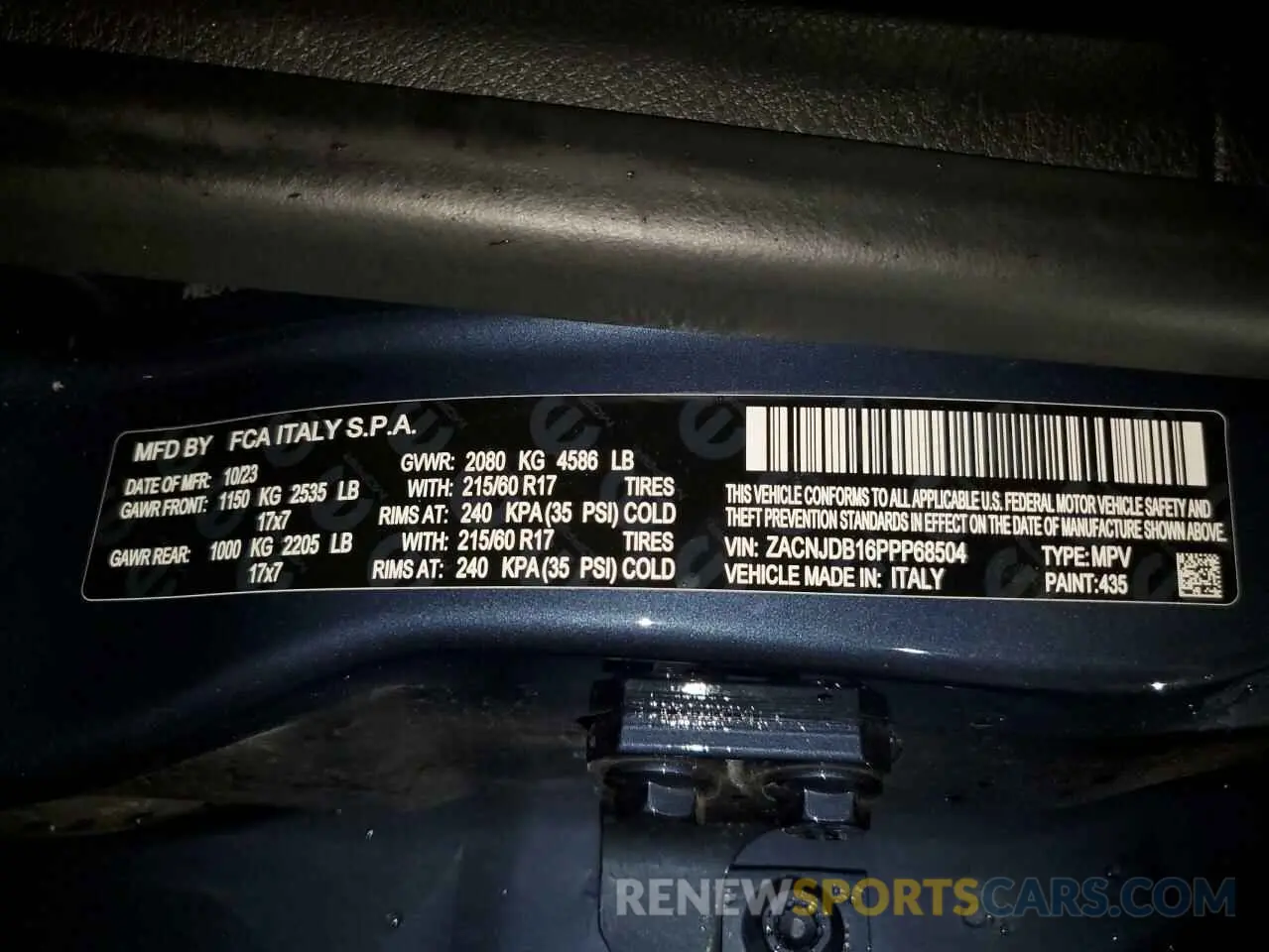 13 Photograph of a damaged car ZACNJDB16PPP68504 JEEP RENEGADE 2023