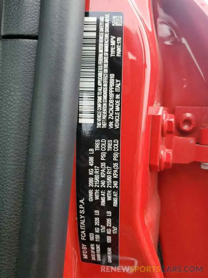13 Photograph of a damaged car ZACNJDB16PPP68910 JEEP RENEGADE 2023
