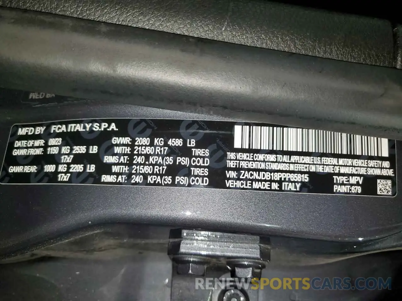 13 Photograph of a damaged car ZACNJDB18PPP65815 JEEP RENEGADE 2023