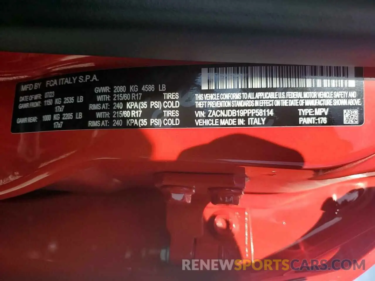 13 Photograph of a damaged car ZACNJDB19PPP58114 JEEP RENEGADE 2023