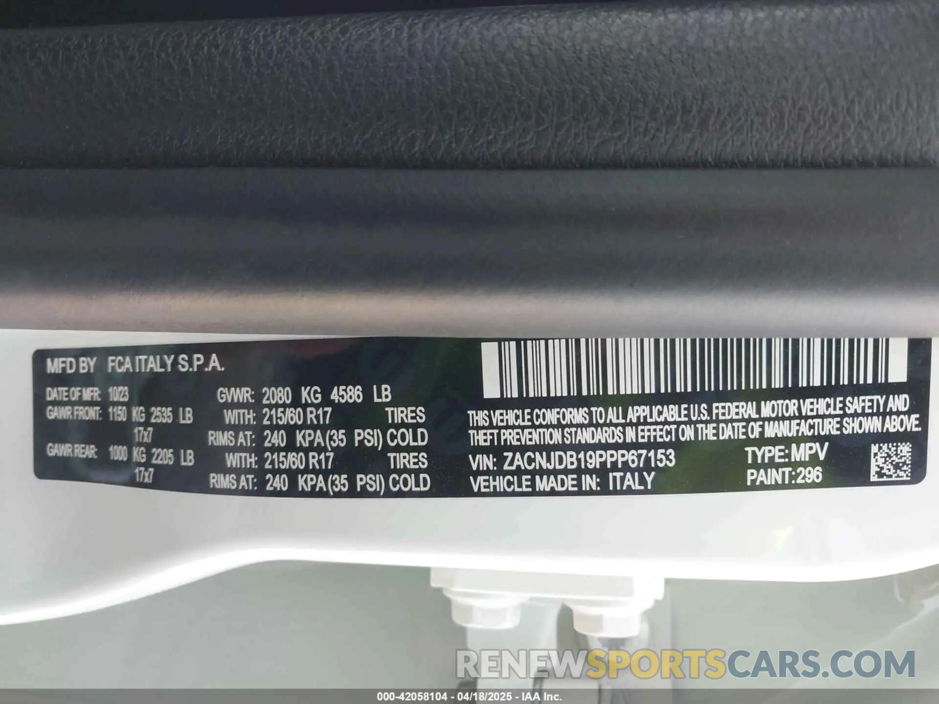 9 Photograph of a damaged car ZACNJDB19PPP67153 JEEP RENEGADE 2023