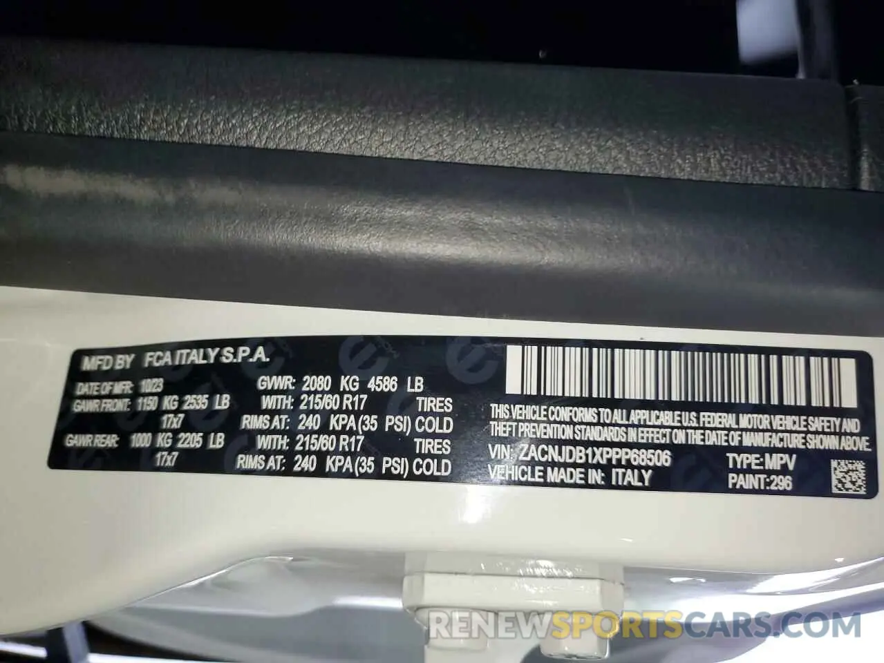 13 Photograph of a damaged car ZACNJDB1XPPP68506 JEEP RENEGADE 2023