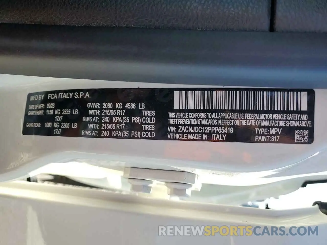 14 Photograph of a damaged car ZACNJDC12PPP65419 JEEP RENEGADE 2023