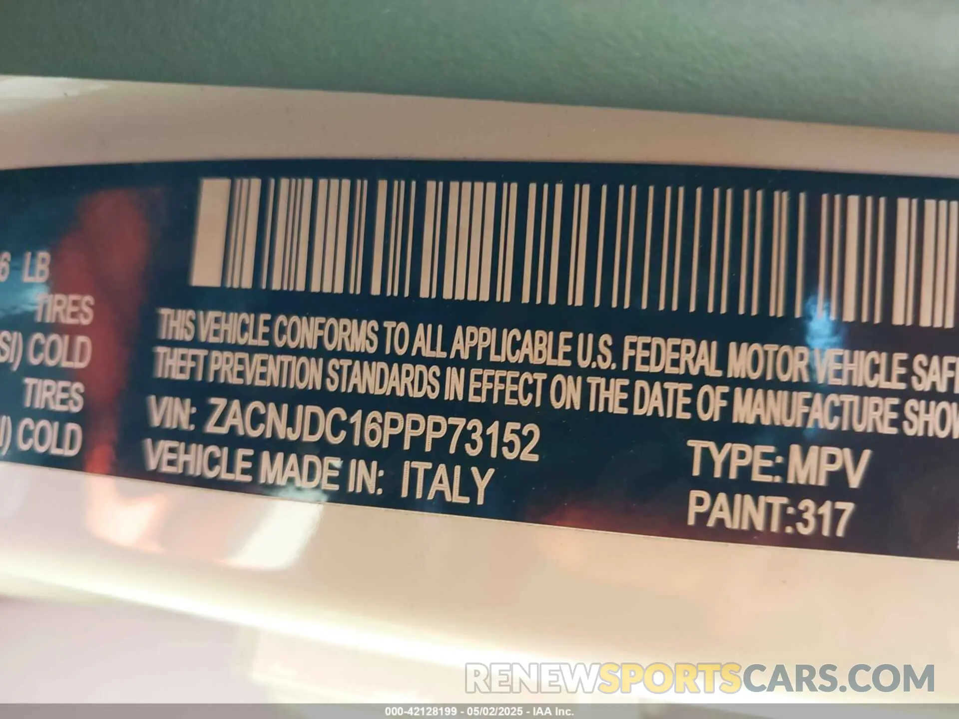 9 Photograph of a damaged car ZACNJDC16PPP73152 JEEP RENEGADE 2023