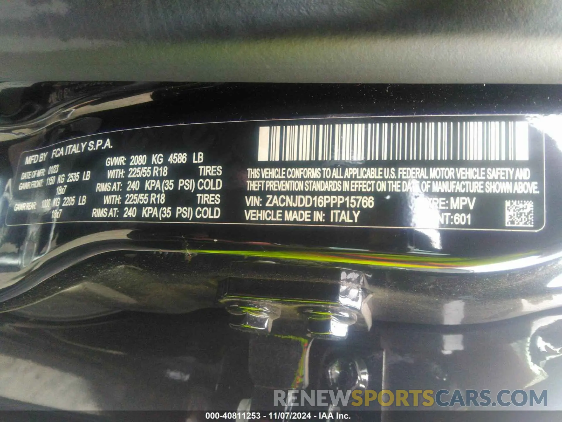 9 Photograph of a damaged car ZACNJDD16PPP15766 JEEP RENEGADE 2023