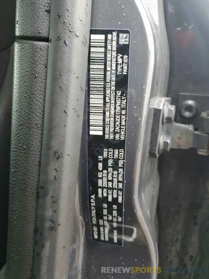 14 Photograph of a damaged car ZACNJDE17NPN57742 JEEP RENEGADE A 2022