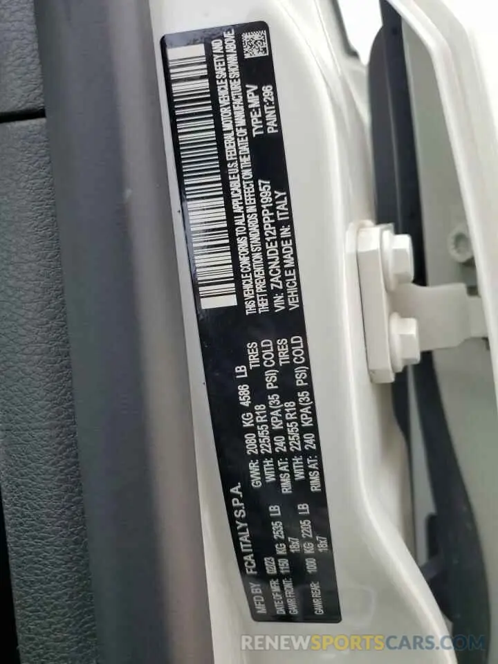 12 Photograph of a damaged car ZACNJDE12PPP19957 JEEP RENEGADE A 2023
