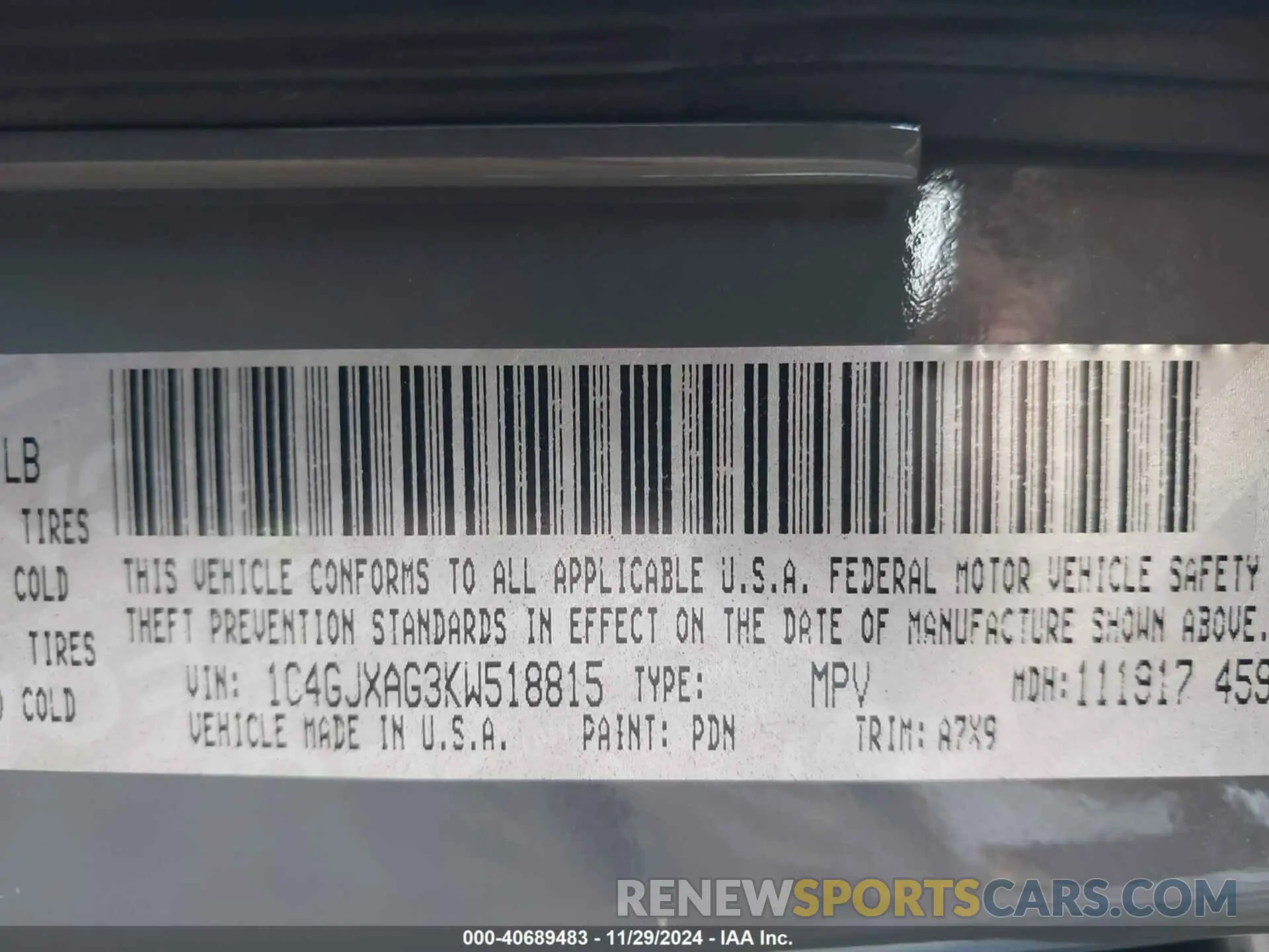 16 Photograph of a damaged car 1C4GJXAG3KW518815 JEEP WRANGLER 2019