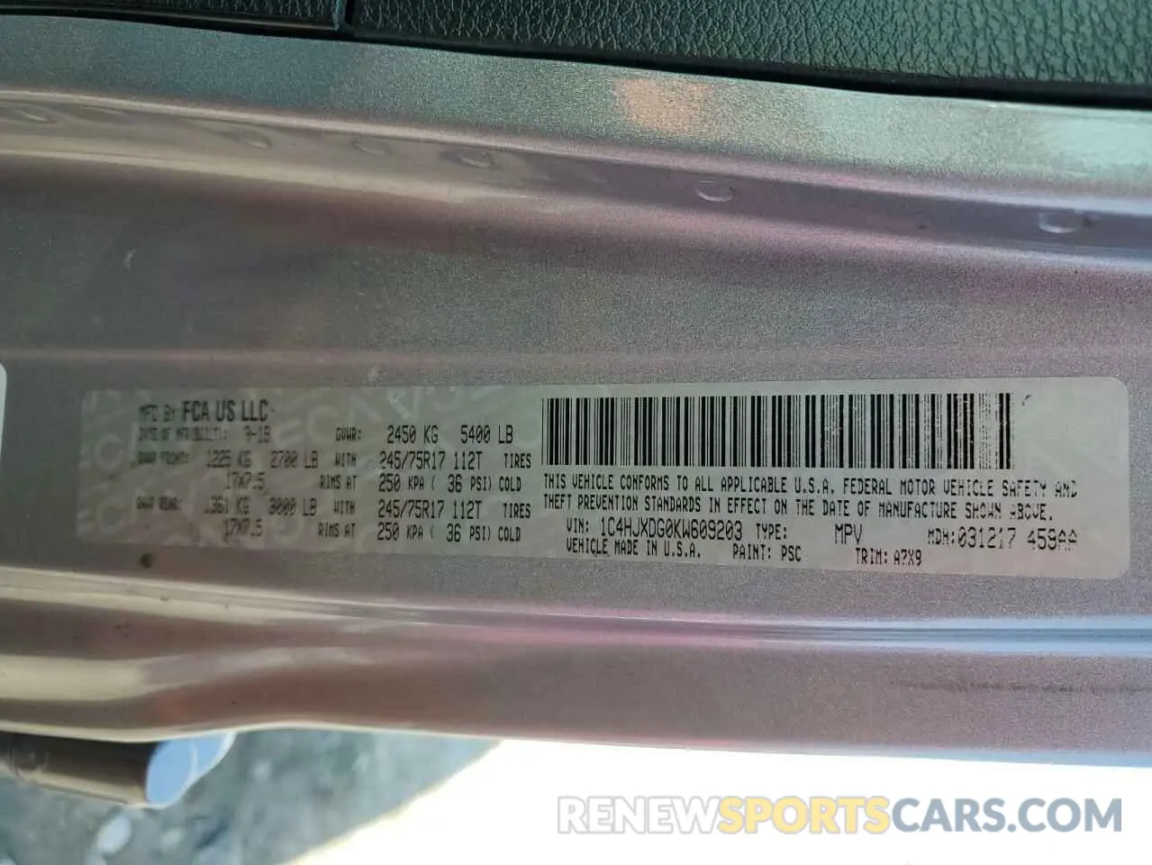 12 Photograph of a damaged car 1C4HJXDG0KW609203 JEEP WRANGLER 2019