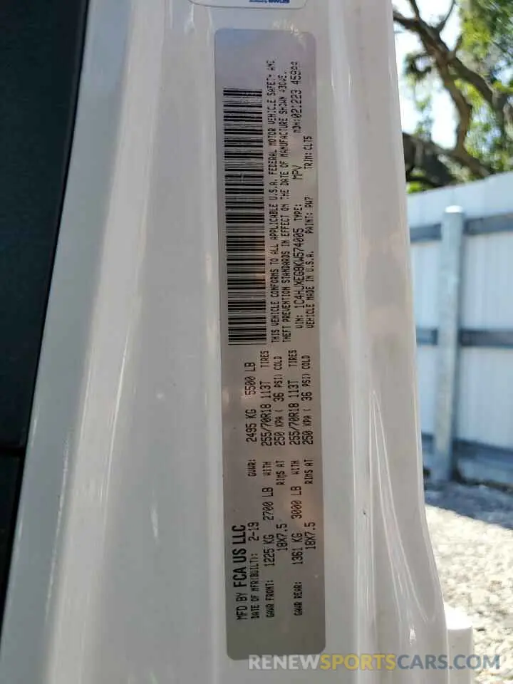 13 Photograph of a damaged car 1C4HJXEG8KW574005 JEEP WRANGLER 2019