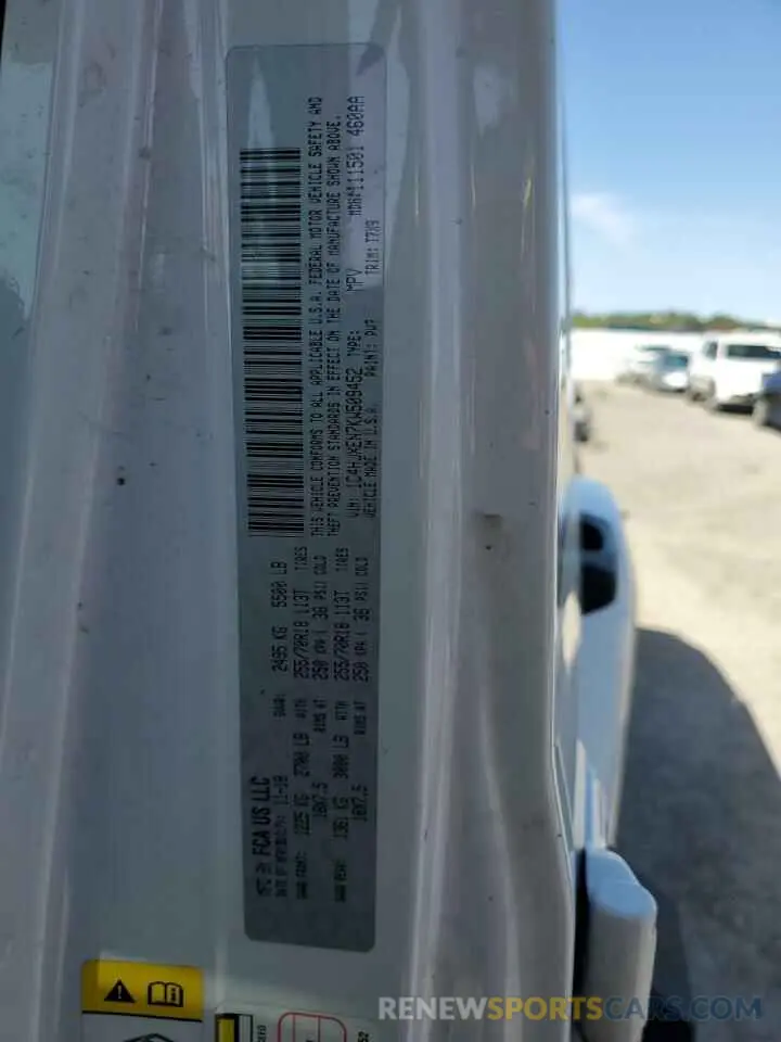 12 Photograph of a damaged car 1C4HJXEN7KW509452 JEEP WRANGLER 2019