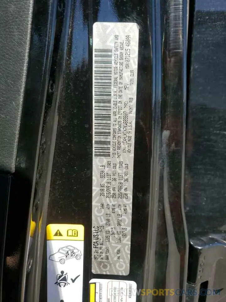12 Photograph of a damaged car 1C4HJXEN7KW689807 JEEP WRANGLER 2019