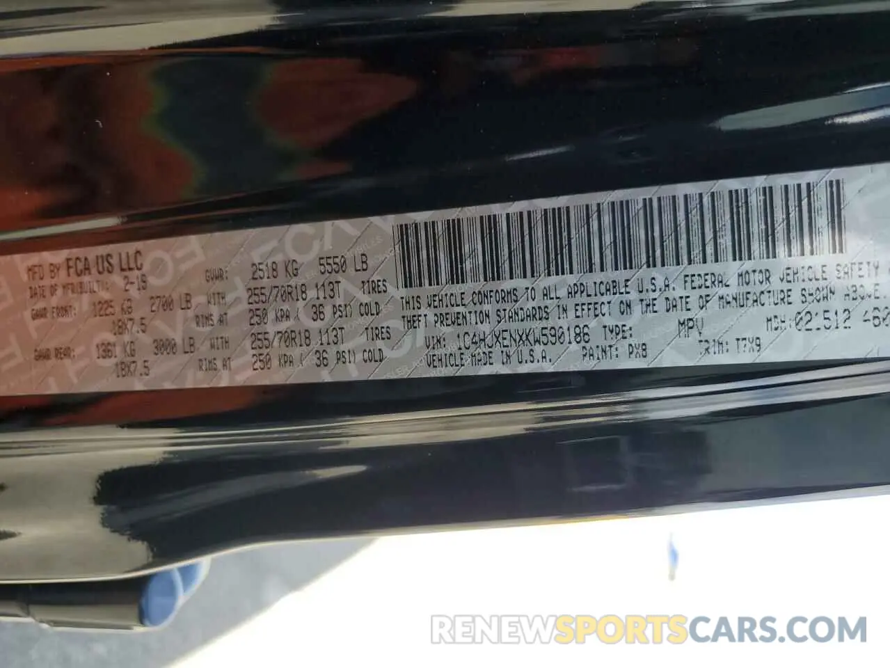 13 Photograph of a damaged car 1C4HJXENXKW590186 JEEP WRANGLER 2019