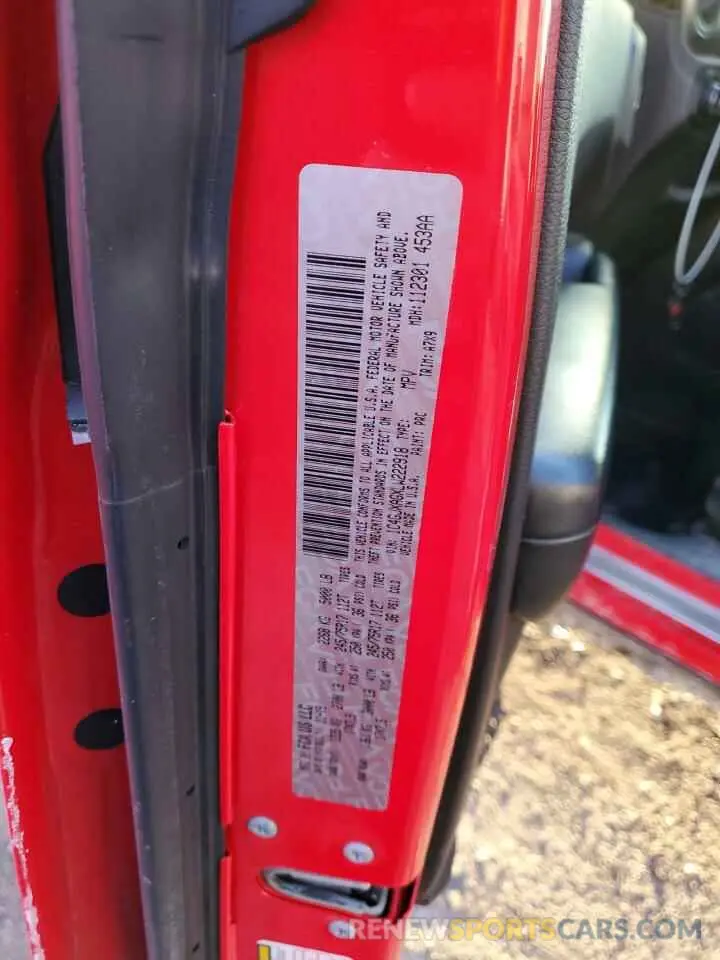 12 Photograph of a damaged car 1C4GJXAGXLW222918 JEEP WRANGLER 2020