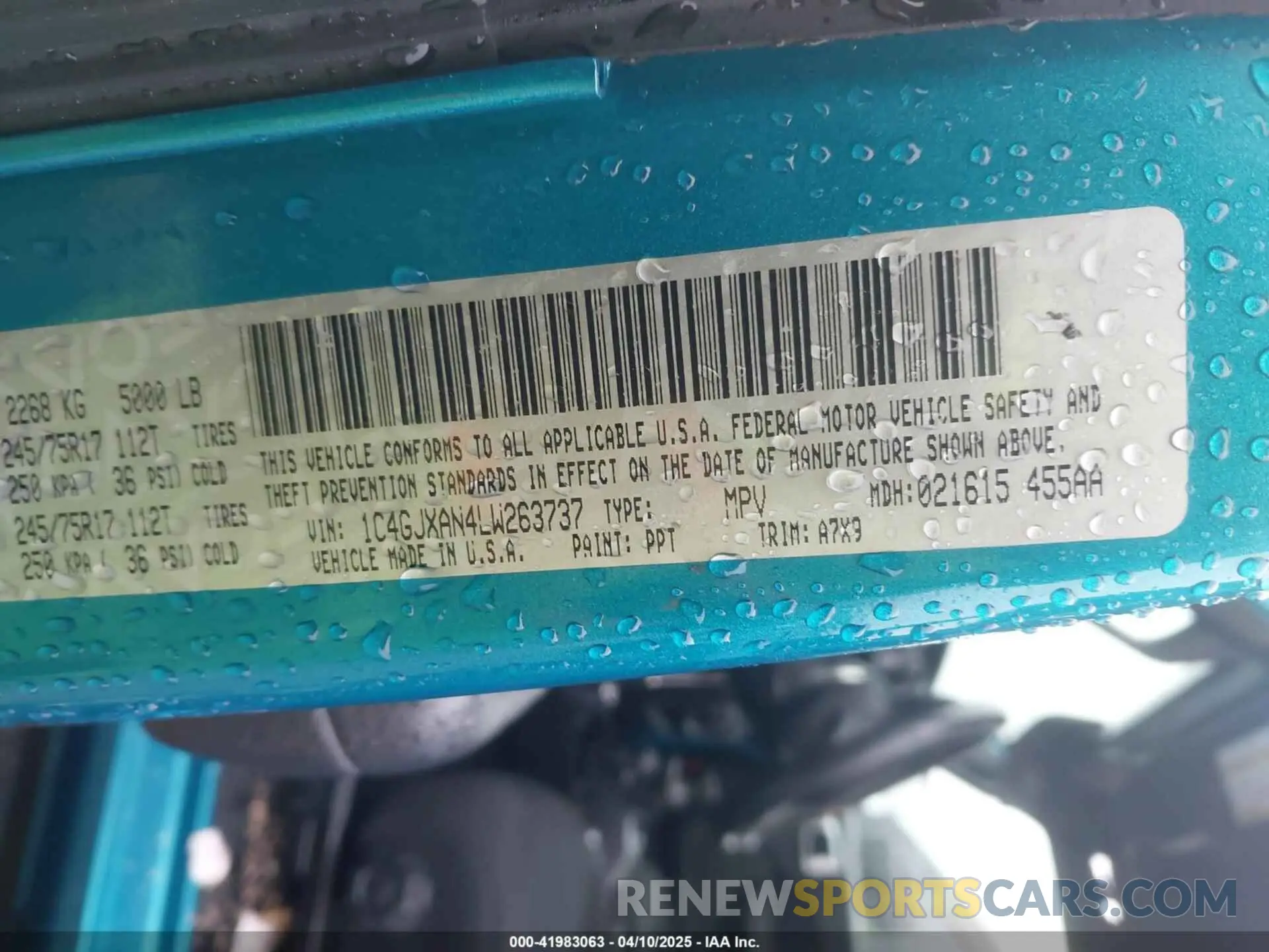 9 Photograph of a damaged car 1C4GJXAN4LW263737 JEEP WRANGLER 2020