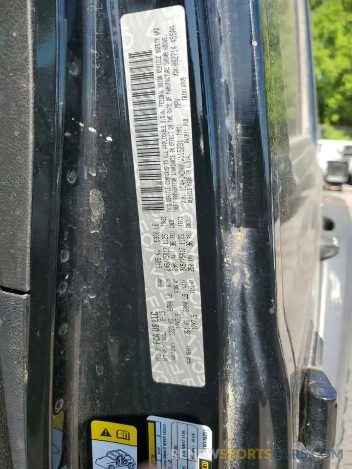 12 Photograph of a damaged car 1C4HJXDN0LW115231 JEEP WRANGLER 2020