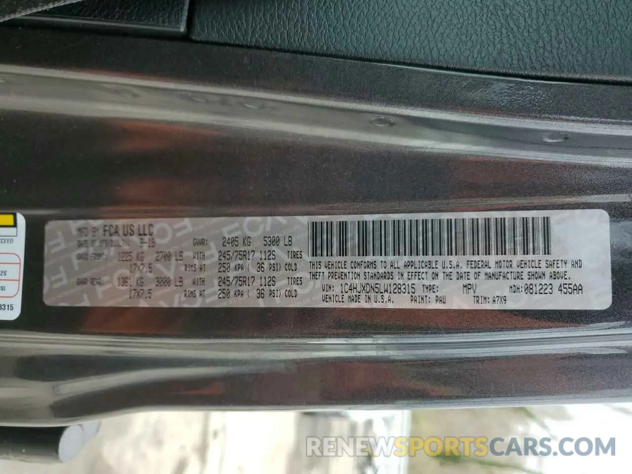 14 Photograph of a damaged car 1C4HJXDN5LW128315 JEEP WRANGLER 2020