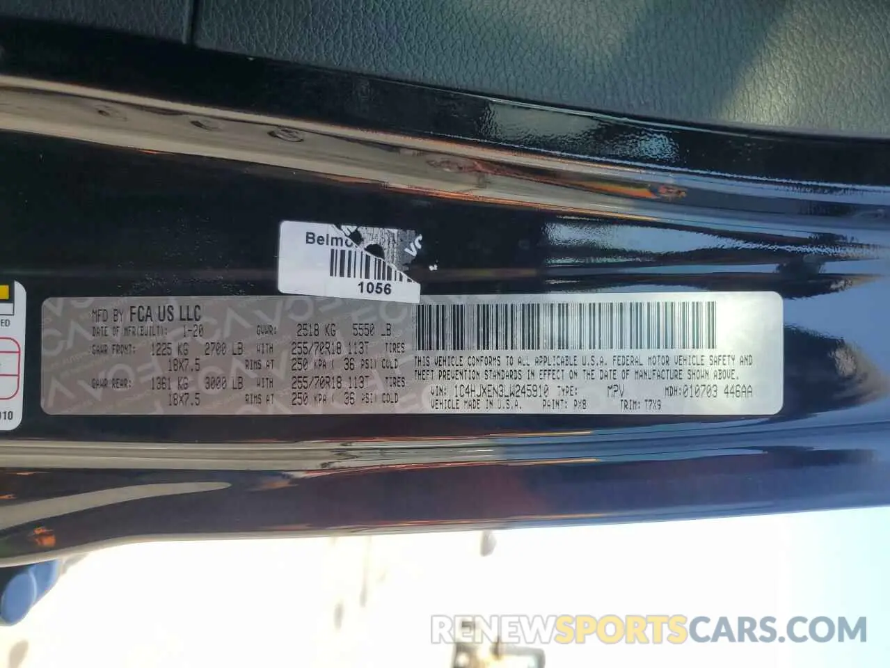 13 Photograph of a damaged car 1C4HJXEN3LW245910 JEEP WRANGLER 2020
