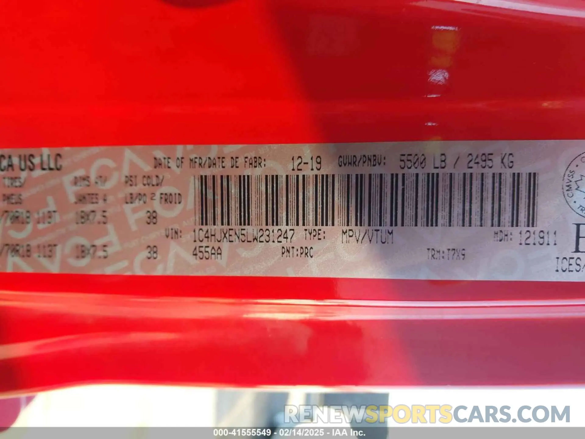 9 Photograph of a damaged car 1C4HJXEN5LW231247 JEEP WRANGLER 2020