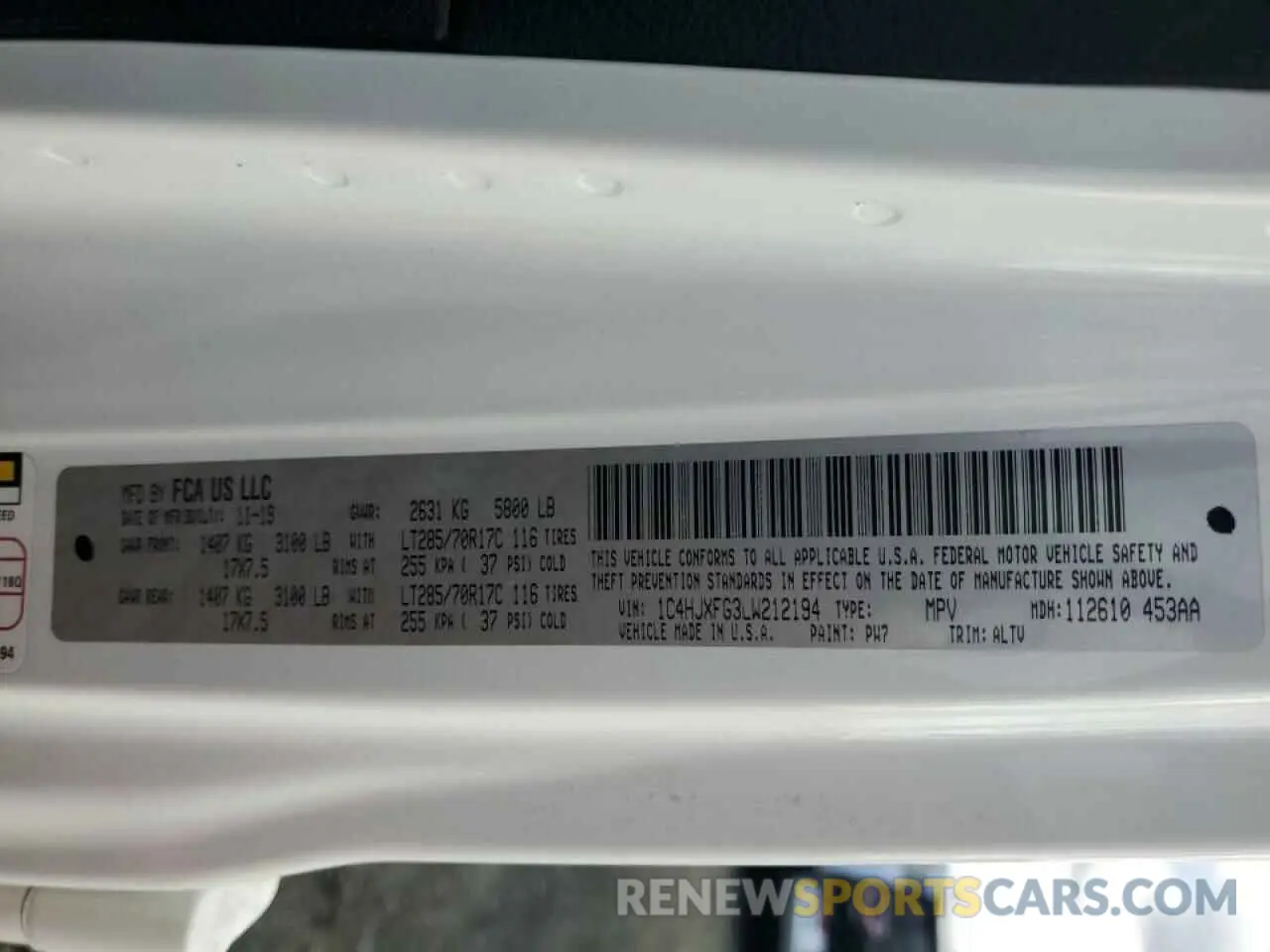 13 Photograph of a damaged car 1C4HJXFG3LW212194 JEEP WRANGLER 2020