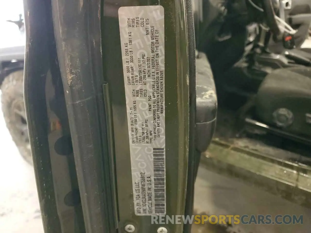 16 Photograph of a damaged car 1C4GJXAG9MW766912 JEEP WRANGLER 2021