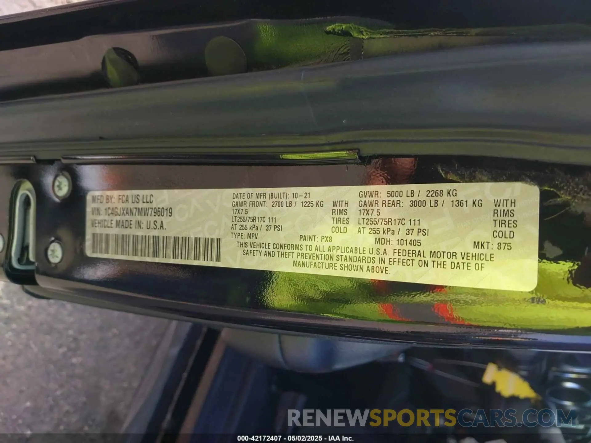 9 Photograph of a damaged car 1C4GJXAN7MW796019 JEEP WRANGLER 2021