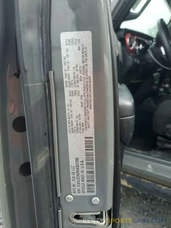 12 Photograph of a damaged car 1C4HJXCN0MW857096 JEEP WRANGLER 2021