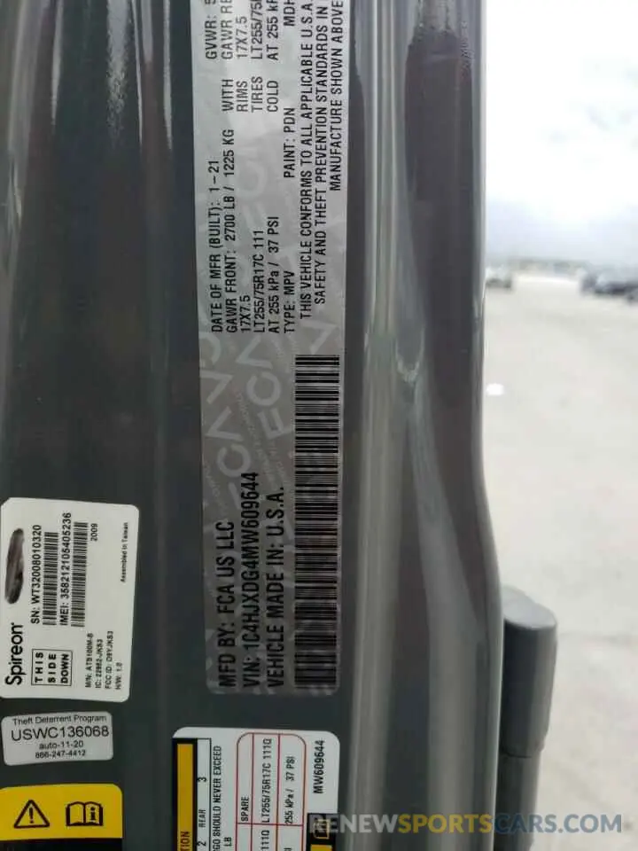 14 Photograph of a damaged car 1C4HJXDG4MW609644 JEEP WRANGLER 2021