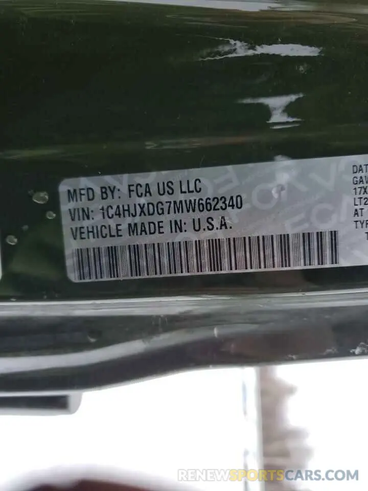 12 Photograph of a damaged car 1C4HJXDG7MW662340 JEEP WRANGLER 2021