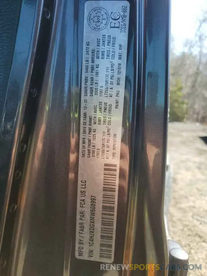 13 Photograph of a damaged car 1C4HJXDGXMW608997 JEEP WRANGLER 2021