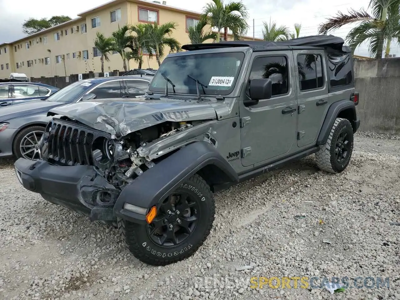 1 Photograph of a damaged car 1C4HJXDM6MW628041 JEEP WRANGLER 2021